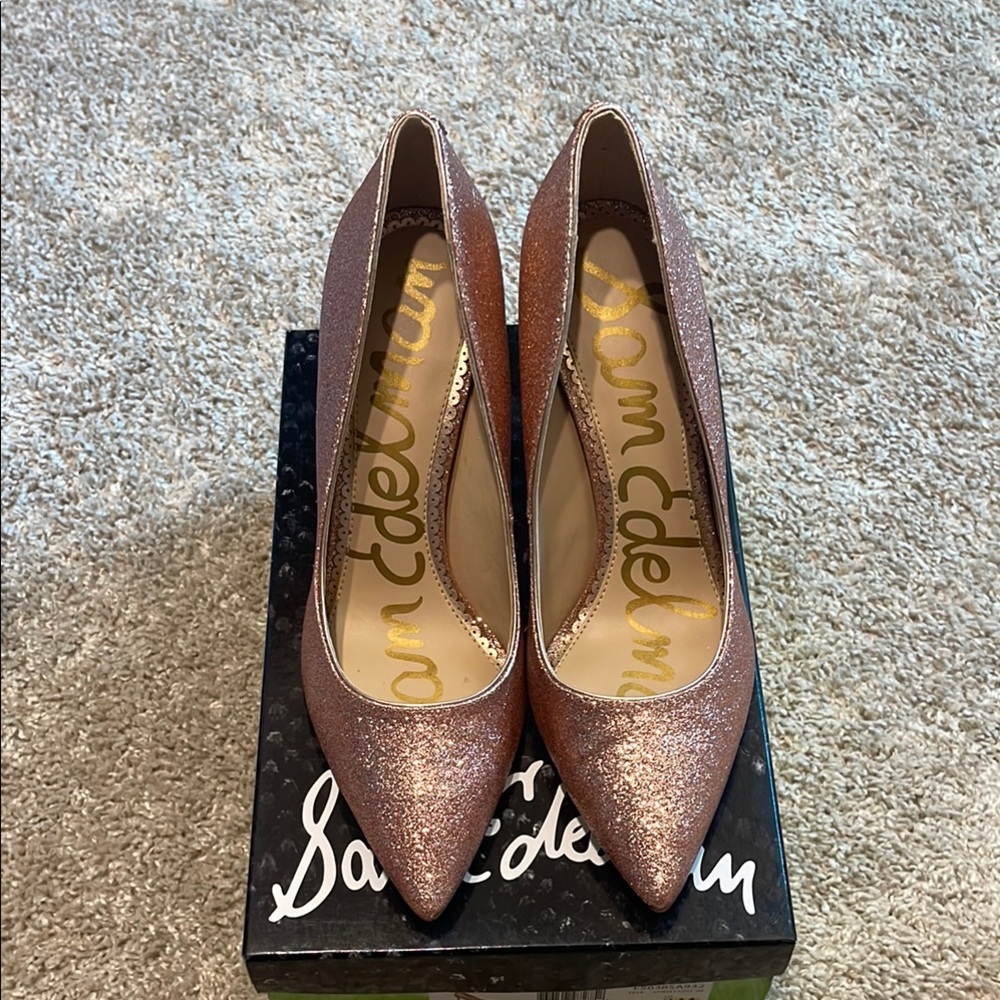 Sam Edelman Women's Glitter Pumps - Rose Gold